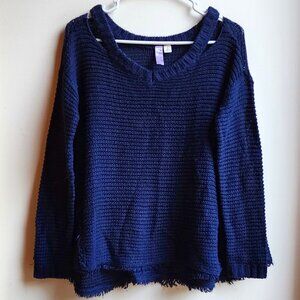 Alya Navy Blue Cold Shoulder Sweater Size Small